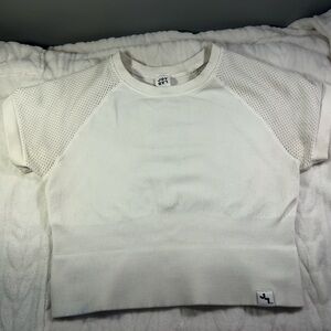 JoyLab Ivory Knit Top with Mesh Accents